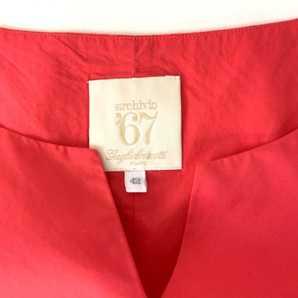Guglielminotti Archivio '67 Italy Designer Red & Tan Cotton A-Line Dress Sz 6 - Picture 7 of 16